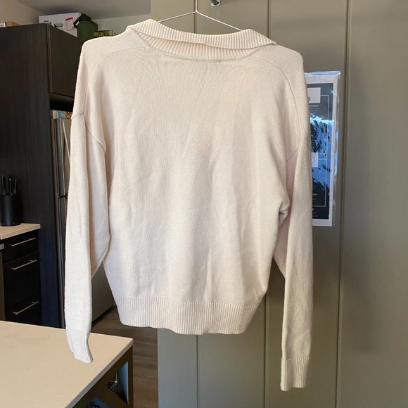 Zara Collared Ecru Knit Sweater - Picture 5 of 6